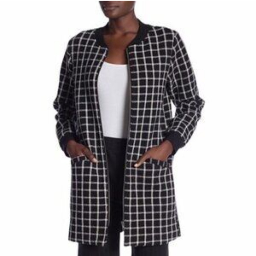 ANTHROPOLOGIE SANCTUARY LINED BLACK AND WHITE SWEATER JACKET